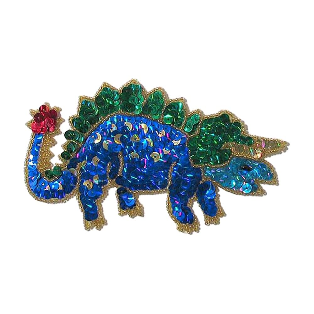 Expo International 4" x 2 1/4" Steve Triceratop Dinosaur Sequin Applique/Patch | Multi Colors