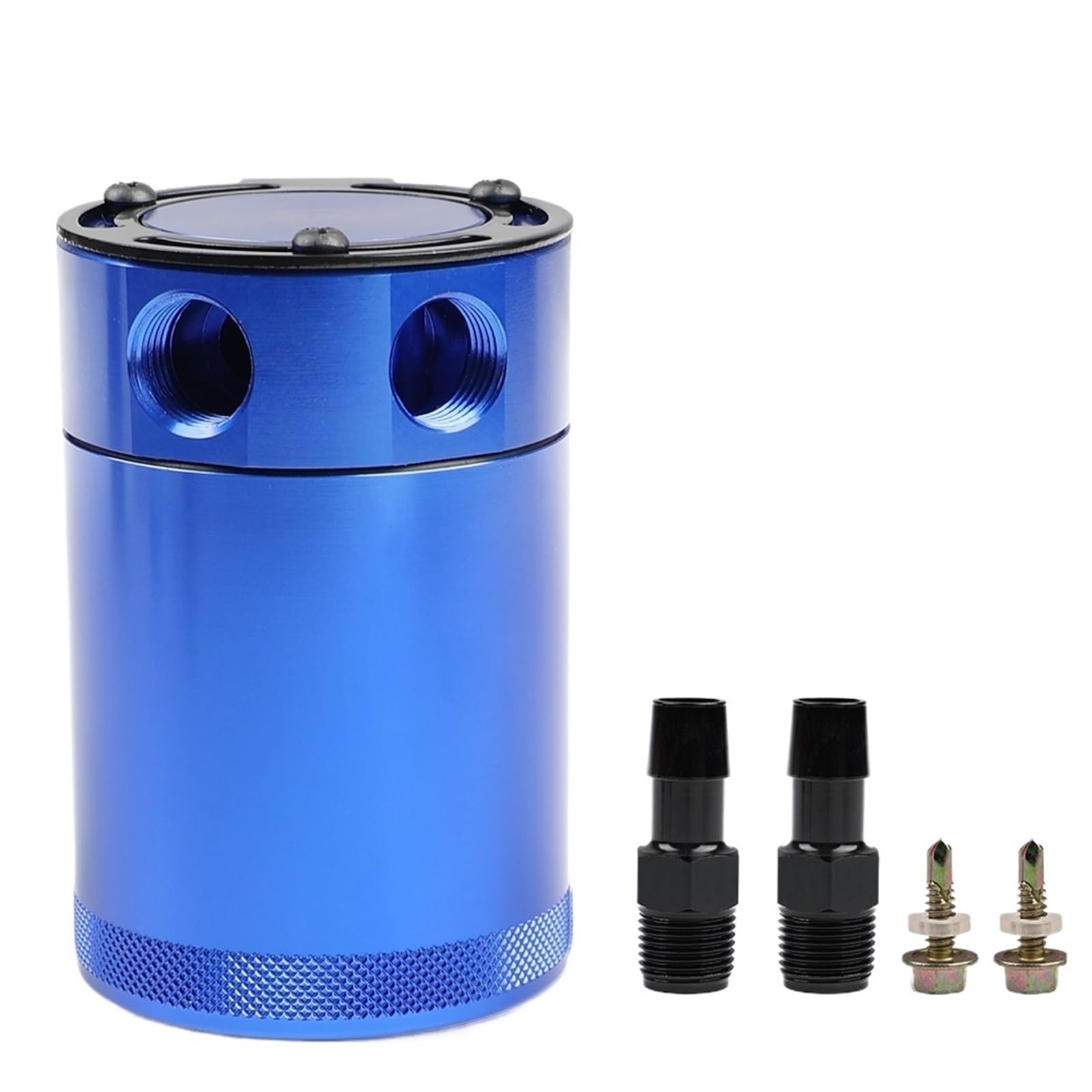 Uniwersalny aluminiowy pojemnik na olej z przegrodami, 2 porty, 150 ml, separator powietrza do układu paliwowego silnika samochodowego Chłodzący chłodnica czajnik(Blue)