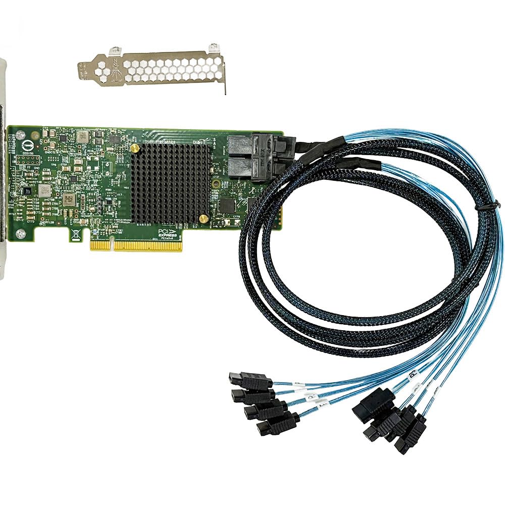 Carte HBA SAS Compatible LSI 9300-8i Mode IT, PCIe 3.0 x8 SATA, Prise en Charge Expander SAS, 8 Ports 12Gbps, 2X SFF-8643 vers 4X SATA, pour NAS ZFS TrueNAS unRAID