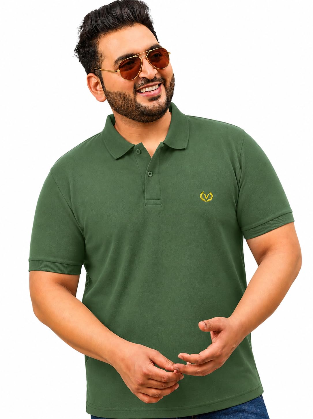 mack jonney Plus Size Men's Solid Polo T-Shirt | Premium Cotton Blend Collared Half Sleeve Regular Fit Casual Polo Tee for Men-MJ-1-picture-12