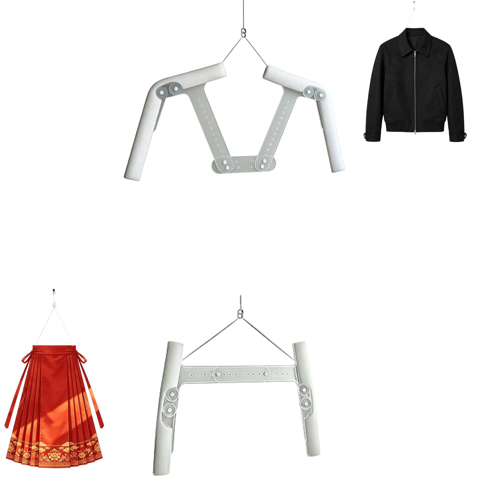 sunbiaouk Adjustable Clothing Display Hanger, Mannequin Torso, Portable Dressmaker Mode for Drying, Displaying, and Organizing Clothing(2pcs)