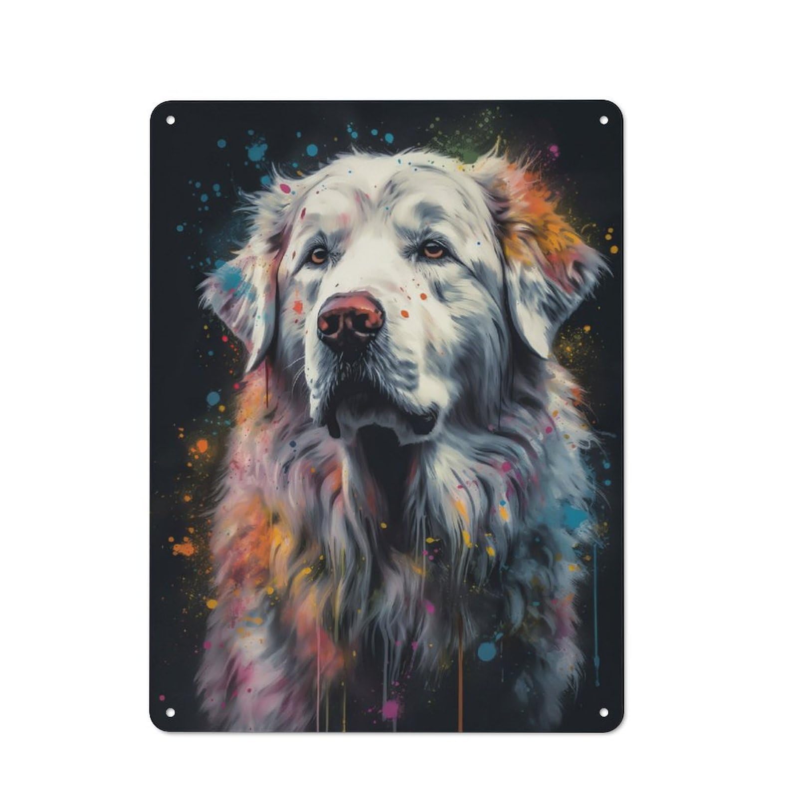 Junmoney Great Pyrenees Painting Tin Wall Plaque 40X30cm With For Bar Or Restaurant, Autumn Wall Decor For Hospitality Decor Collectors