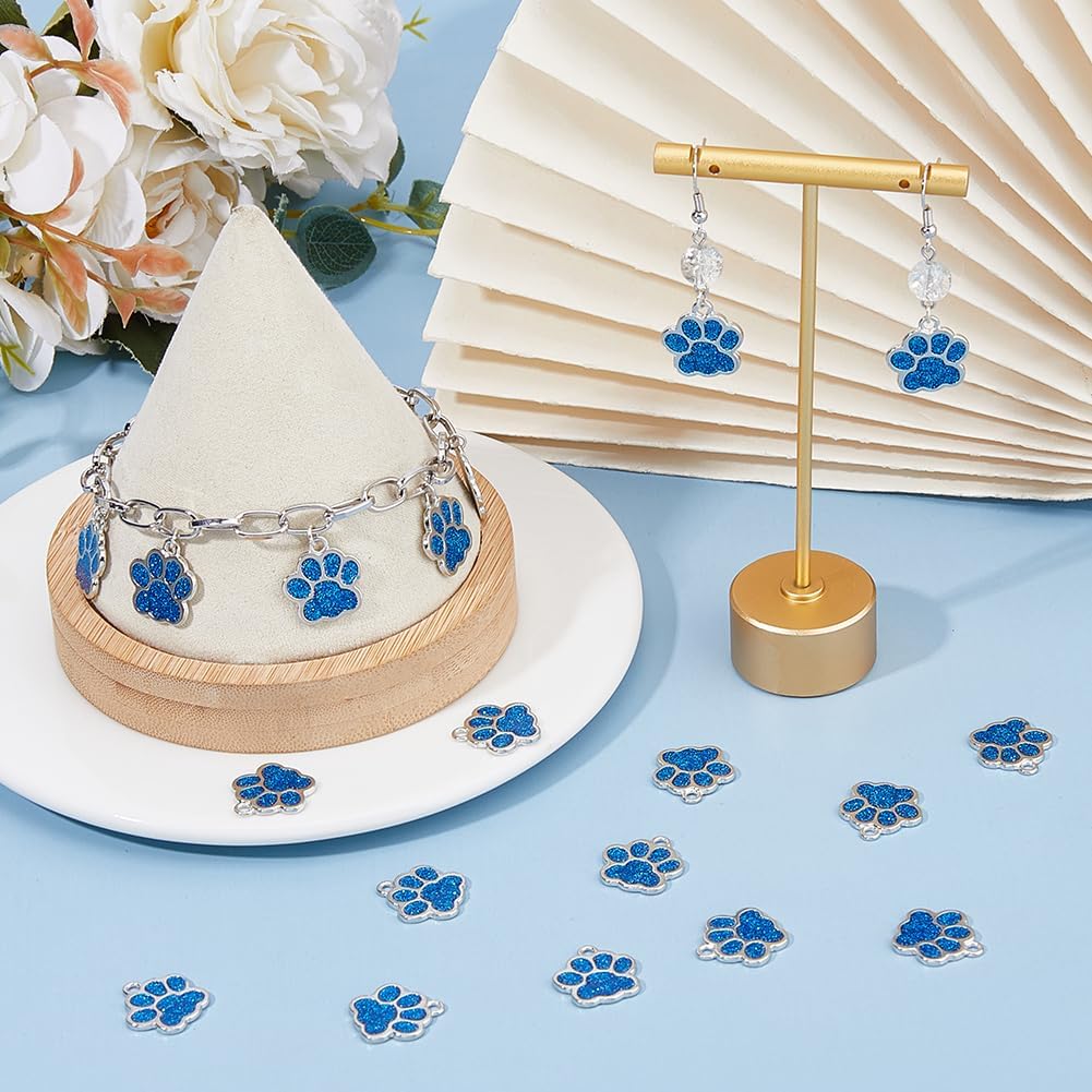 DICOSMETIC Puppy Prints Charms Alloy Dog Paw Print Charm Blue Black Animal Footprint Charms Glitter Bear Paw Charm for DIY Jewelry Making Necklace Bracelet Earring - Image 5