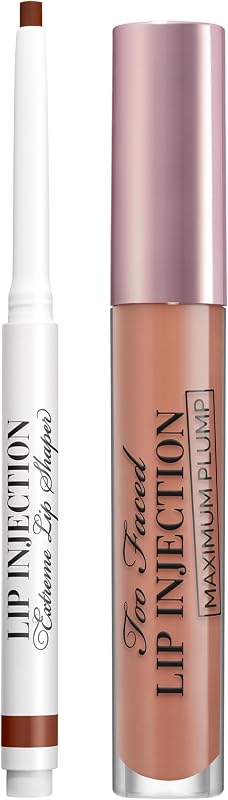 Lip Injection Extreme Lip Shaper in In Big Truffle & Lip Injection Maximum Gloss in Honey Bear | Lip Injection Lip Shaper For Longwear, 0.01 Ounce + Maximum Plump For Moisture, 0.14 Ounce