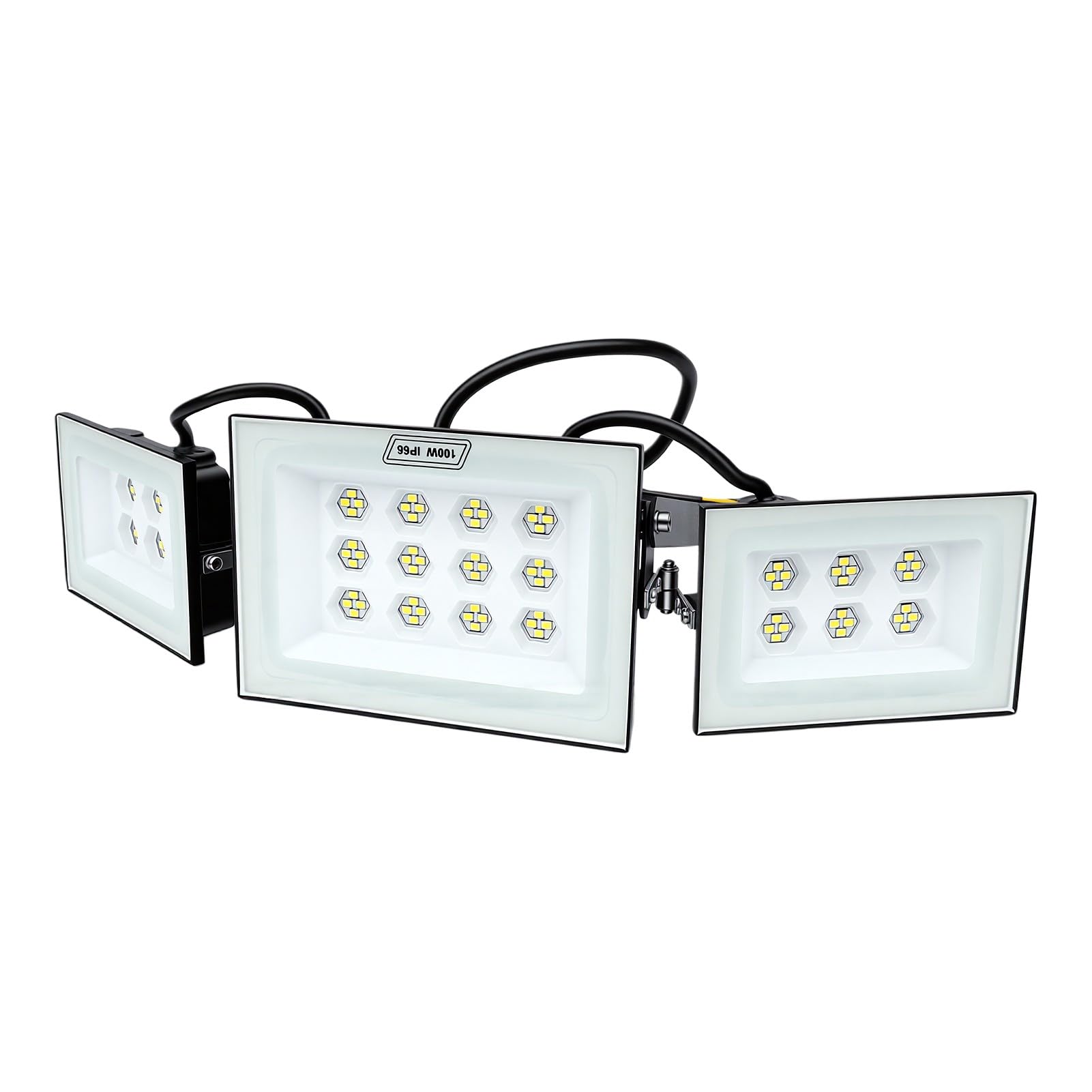 Jiawu 100W Reflektory Zewnętrzne, 330° Szerokie, 3 Głowy