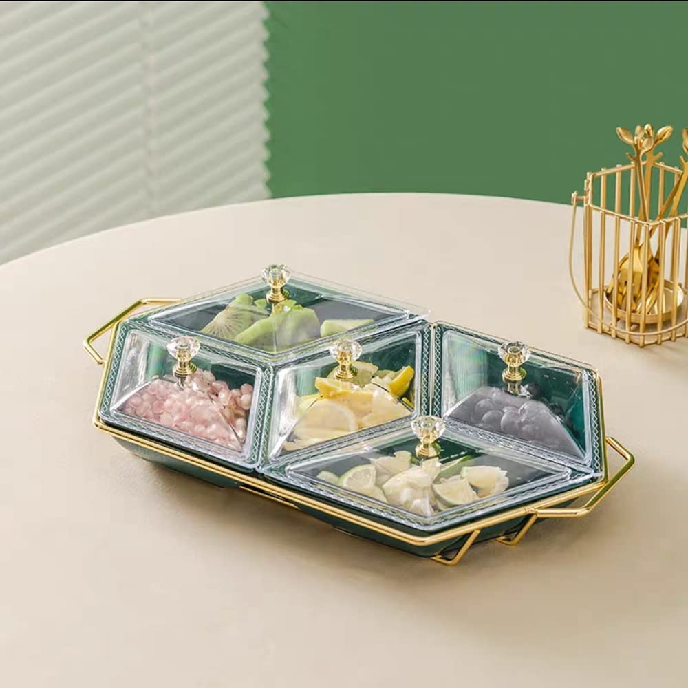 Salaterka Domowe Pięcioramienne Naczynie Ceramiczne W Kształcie Diamentu z Półką Przekąski Talerz Owocowy Nowoczesna Restauracja Przekąska Suszony Talerz Owocowy Mała Miska (Kolor: D)