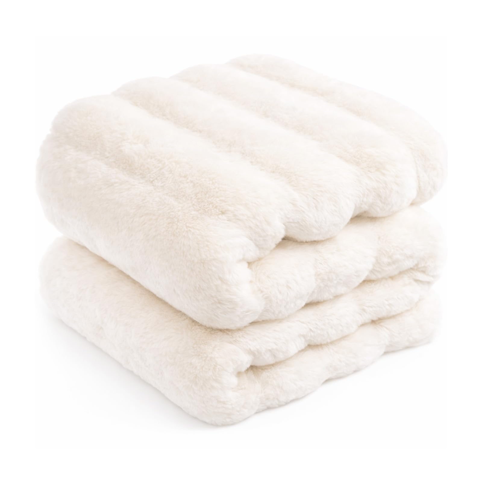 Touchat Luxury Faux Rabbit Fur Throw Blanket for Couch, Super Heavy Warm Cozy Fuzzy Blanket for Sofa Bedroom Living Room, Ultra Soft Fluffy Reversible