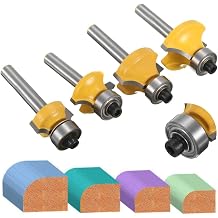 Round Over Router Bit Set, 4-Piece Professional Alloy Steel 1/4 Inch Shank for Woodworking and Edge Forming