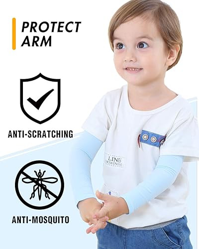 Miniatura 4 de Newbyinn Mangas de brazo para niños pequeños, de 1 a 7 años, protección solar UV, mangas de enfriamiento para cubrir los brazos