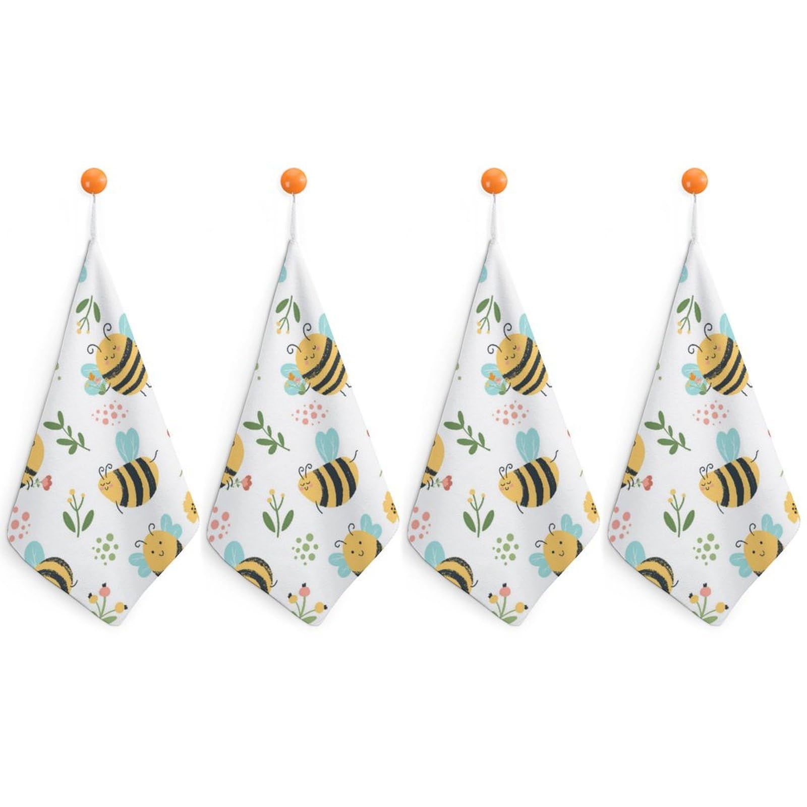 LWORZIIB 4 Piece Hanging Hand Towels, Bee Flower Small Dry Hand Towel for Kitchen Bathroom