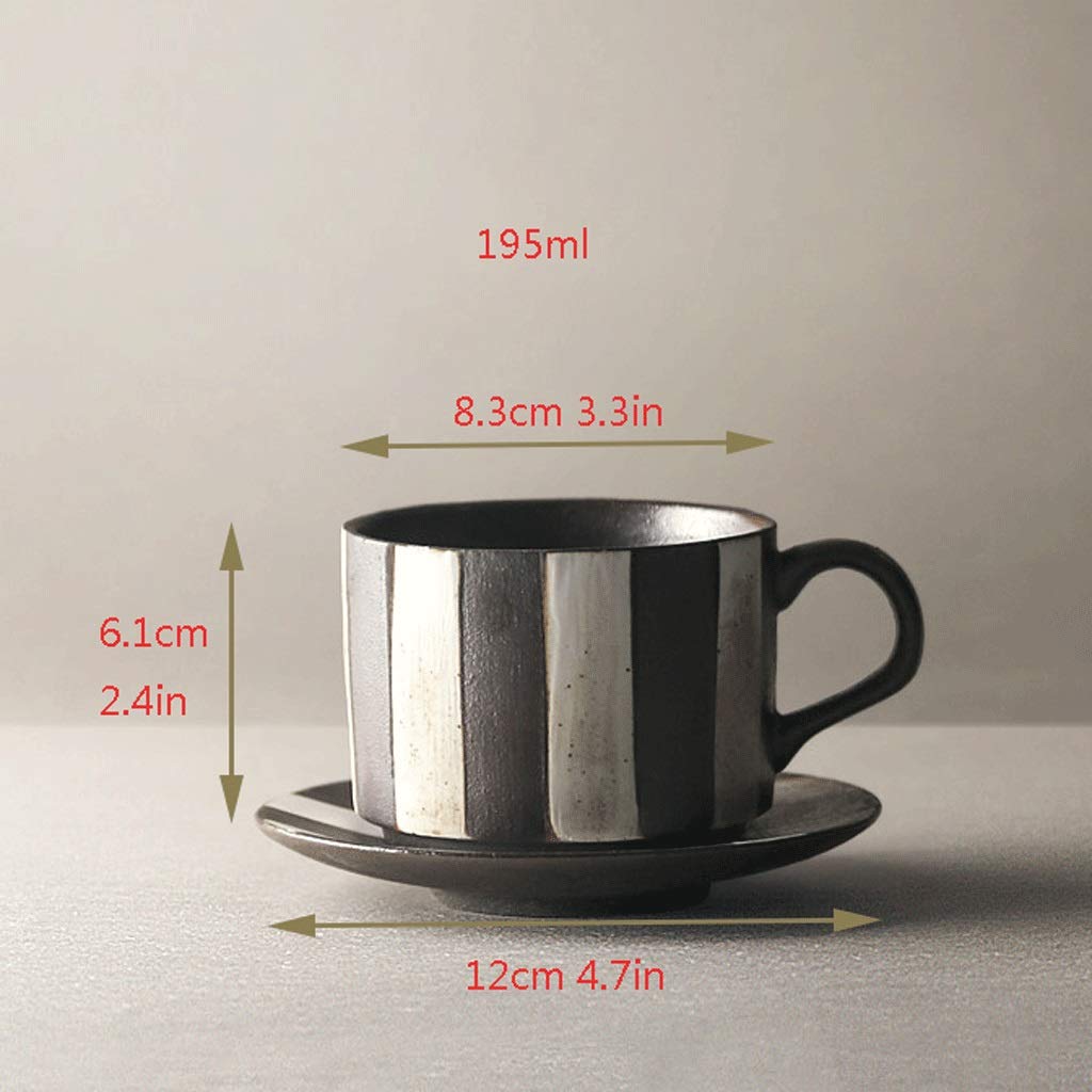 Tasse Klassisches Design Keramik Kaffeetassen 197 ml Tassen mit Untertassen für heiße oder kalte Getränke wie Kakao, Milch, Tee oder Wasser Kaffeetasse