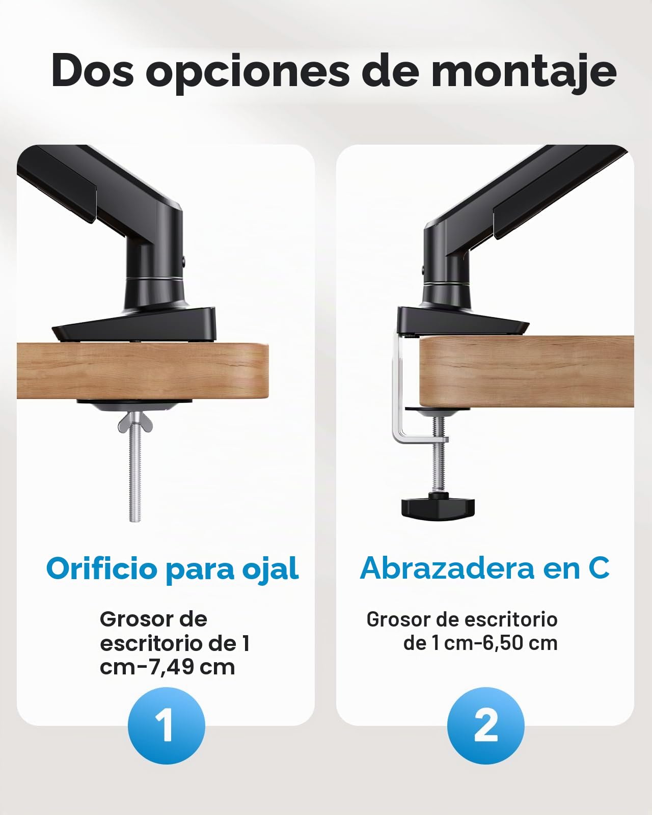 HUANUO Brazo de monitor ajustable para pantallas de 13 a 34 pulgadas, soporte de escritorio para portátil de hasta 17 pulgadas, soporta 5-20 libras, VESA 75 x 75 100 x 100, 2 opciones de montaje