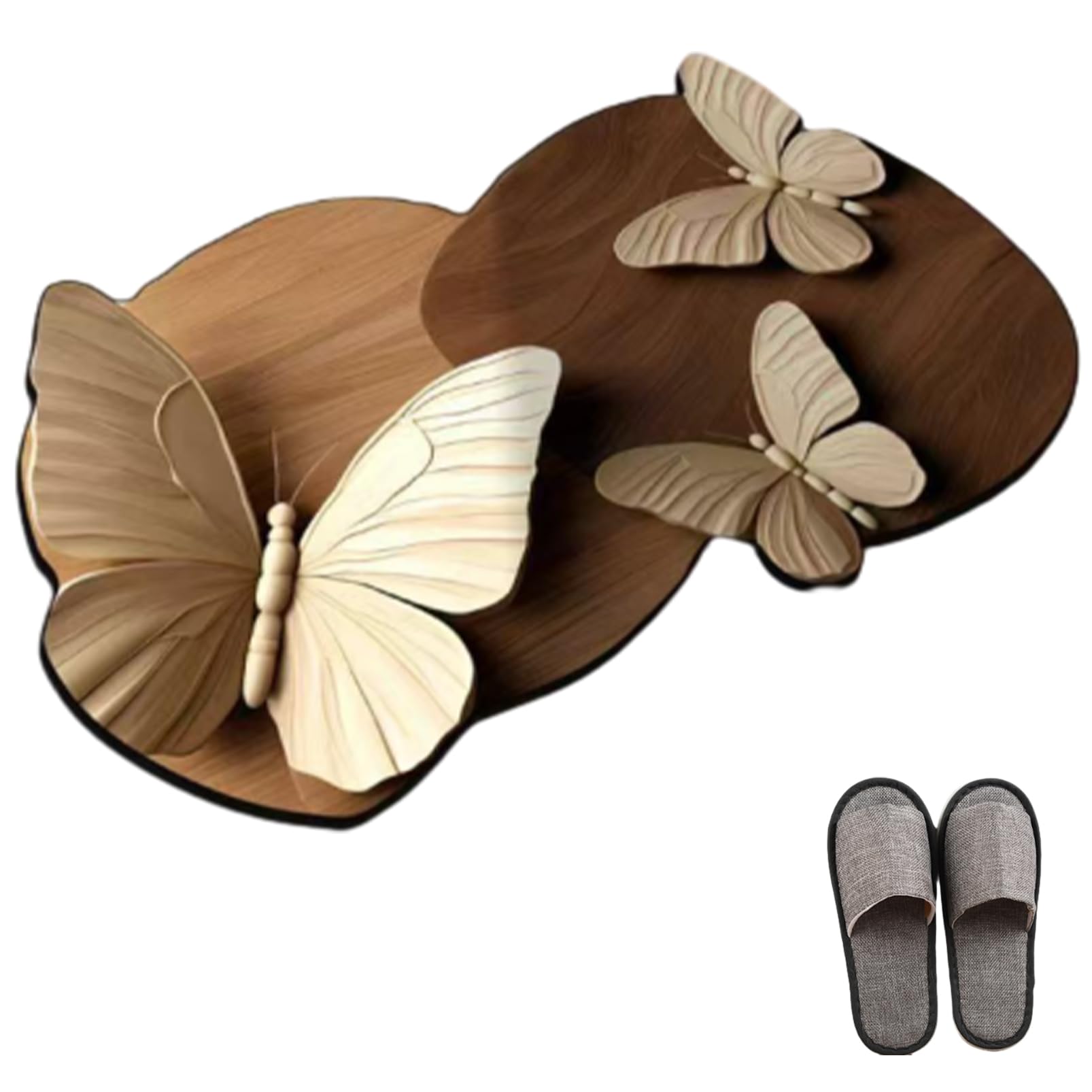 Tapis de bain antidérapant Set-n 50x80 cm absorbant à motif réaliste pour douche