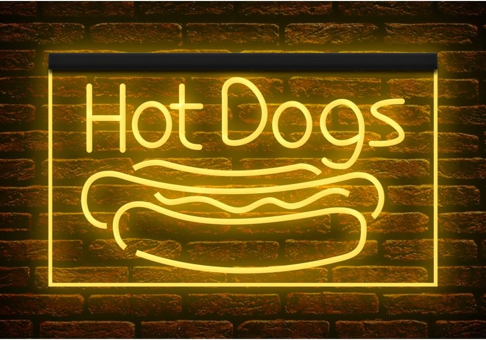 110123 Hot Dogs Shop Cafe Store Fast Food Open Home Decor Display LED Light Neon Sign (12" X 8", Red)