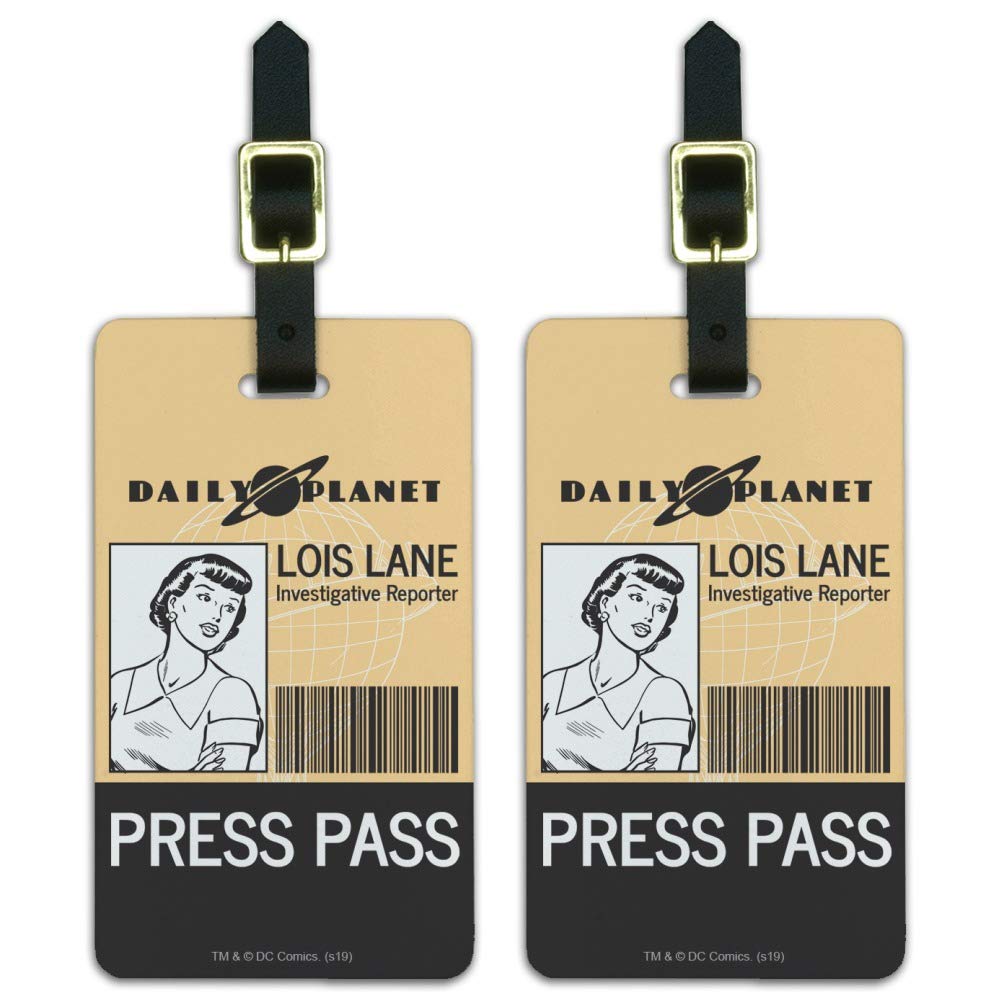 Superman Lois Lane Press Pass Luggage ID Tags Suitcase Carry-On Cards - Set of 2