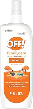 OFF! Family Care Mosquito & Tick Repellent Spritz, Bug Spray Containing 7% DEET, Unscented with Aloe Vera, 9 Oz