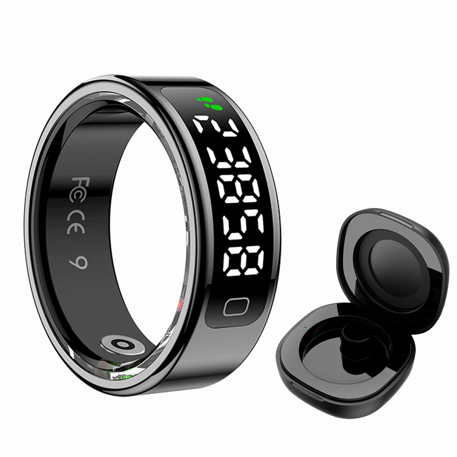 smart ring for women health ring fitness tracker with pedometer heart rate monitor screen display prayer count for android ios black 8