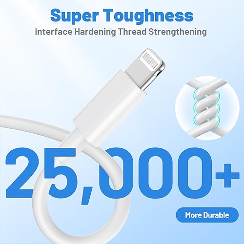 Miniatura 5 de Cable USB C a Lightning, paquete de 2 unidades de 6 pies + 10 pies, [certificado Apple MFi], cable de carga rápida para iPhone, cable de carga tipo