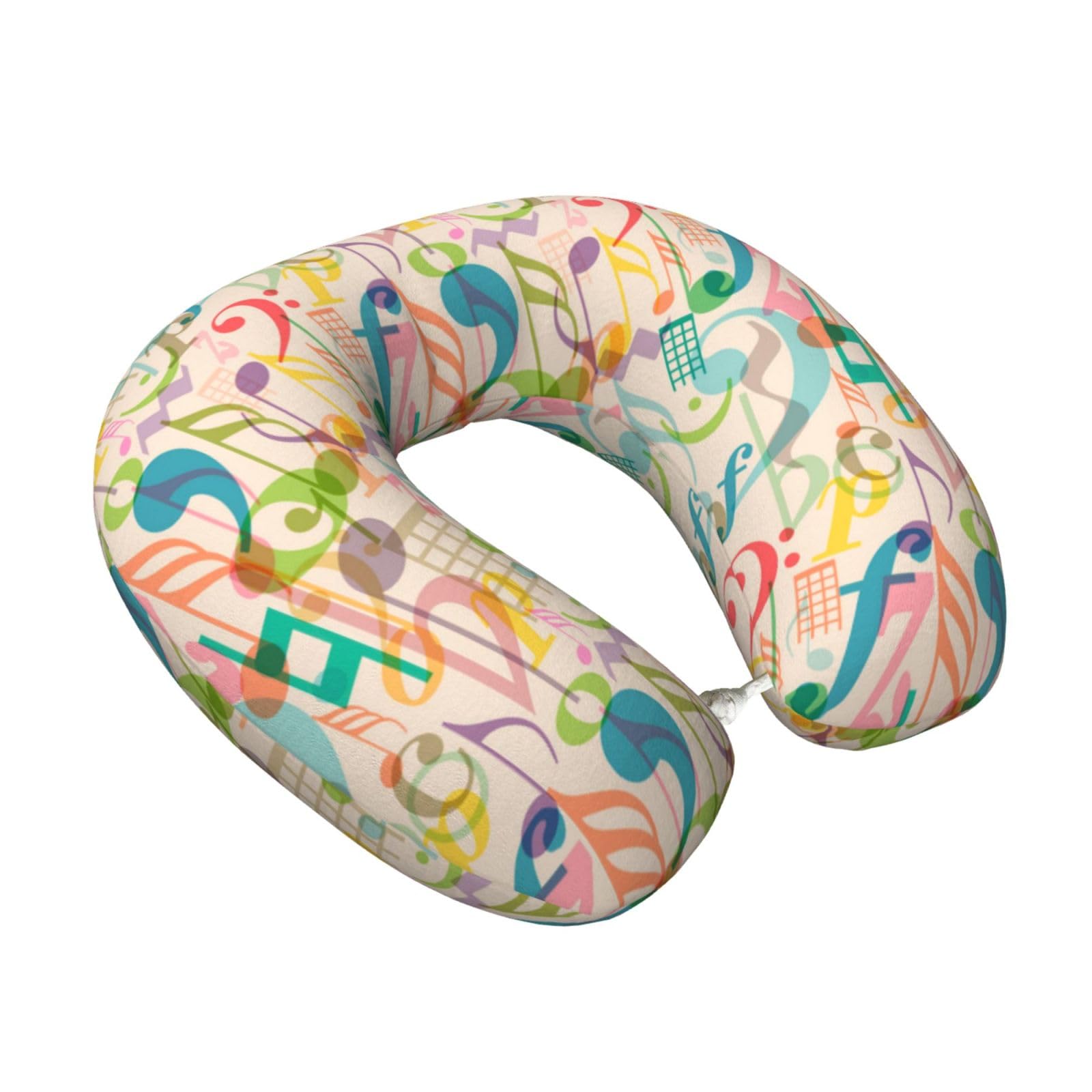 LKYMOH Mix Match Retro Musical Note Music, Travel Neck Pillow U-Shaped Memory Neck Support Soft Comfortable With Washable Cover For Airplane Car Traveling and Office