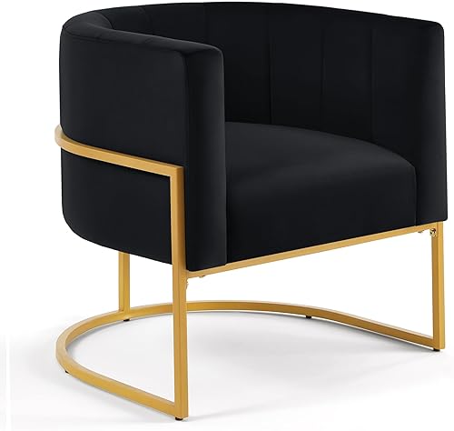 Miniatura 1 de LUMISOL Silla decorativa tapizada de lujo con patas de metal dorado, sillón de mediados de siglo para sala de estar, silla de tocador de terciopelo