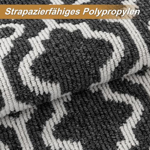 SHACOS Teppich Läufer Flur Waschbar 60x180 cm, Teppichläufer Dünn, Schwarz – Ansicht 2