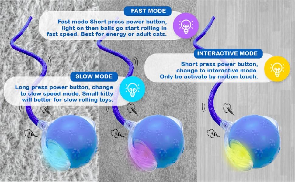 Miniatura 8 de Juguetes interactivos inteligentes para gatos, pelota móvil para gatos de interior, rodando rápidamente en la alfombra, sonido de pájaro y