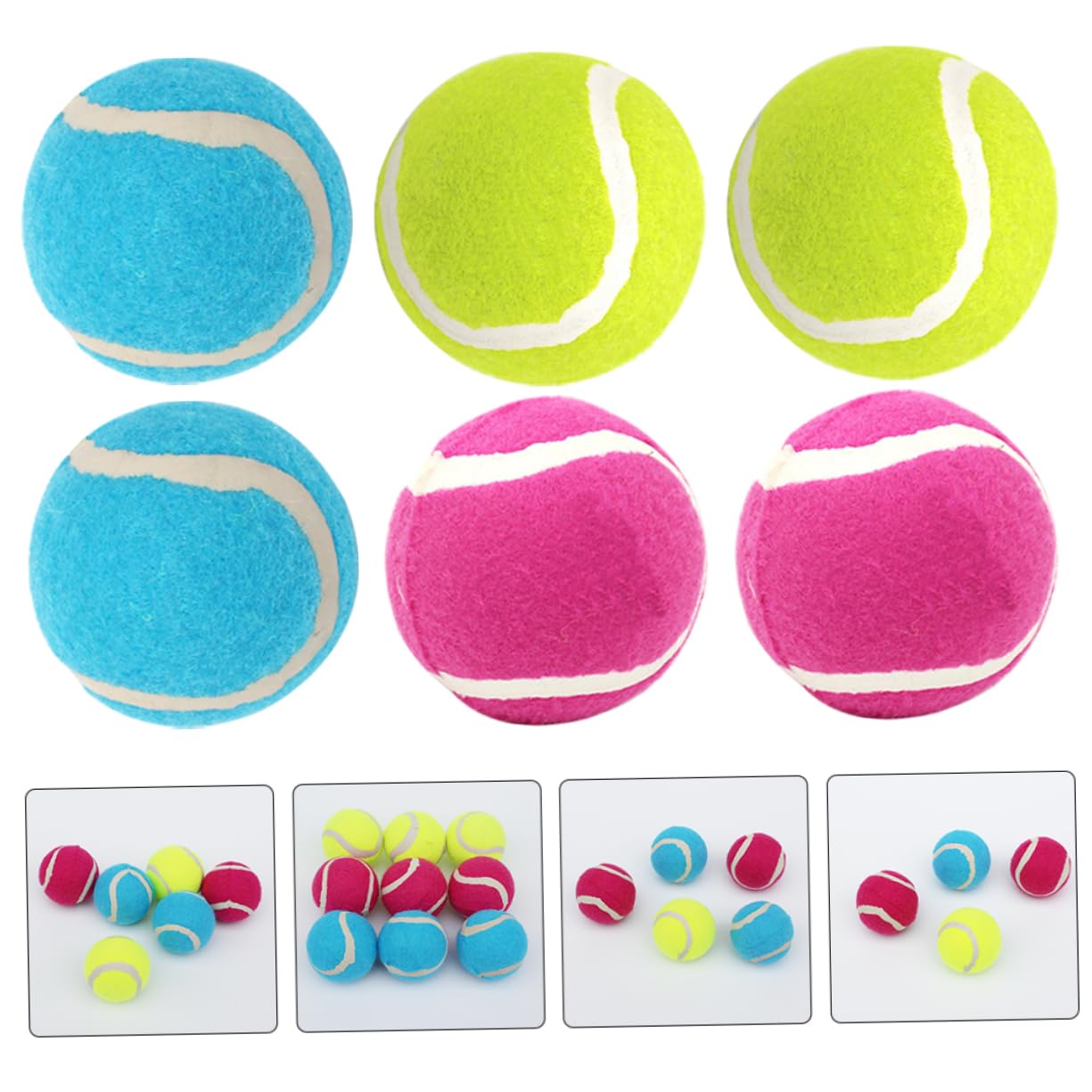 6 Stück Hundetennisbälle aus Gummi, Leichte Wurfbälle für Welpen | Soft, Bissfest und Verschleißfest, für Drinnen und Draußen, Kleines Hundespielzeug im Mehrfachpack