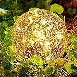 Amazon Marke-Diaryan Solar Bodenleuchte für Garten,Solarlampen für Außen 20 LEDs Wasserdichtes IP65, Warmweiß Solarkugeln für den Garten für Deko Garten Balkon Terrasse Tisch, Klar, 10cm, CP-10