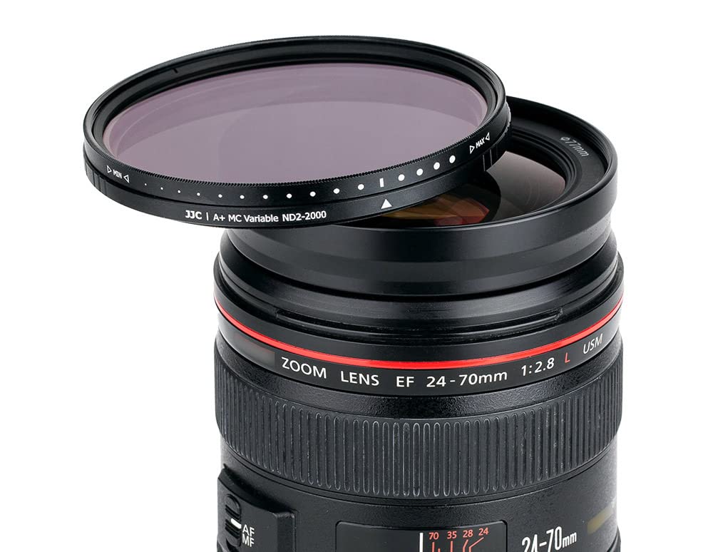 JJC Filtro ND variabile 49 mm (ND2 - ND2000) Filtro obiettivo a densità neutra regolabile, rivestimento a 18 strati vetro ottico HD per obiettivo fotocamera DSLR fotografia paesaggio