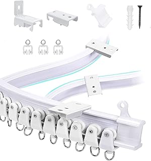 Flexible Bendable Ceiling Curtain Track,5 Meters (16.4feet) Ceiling Track for Curtains,Flexible Bendable Straight Curved Curtain Track,RV curtain tracks, room partitions, privacy, and home decor