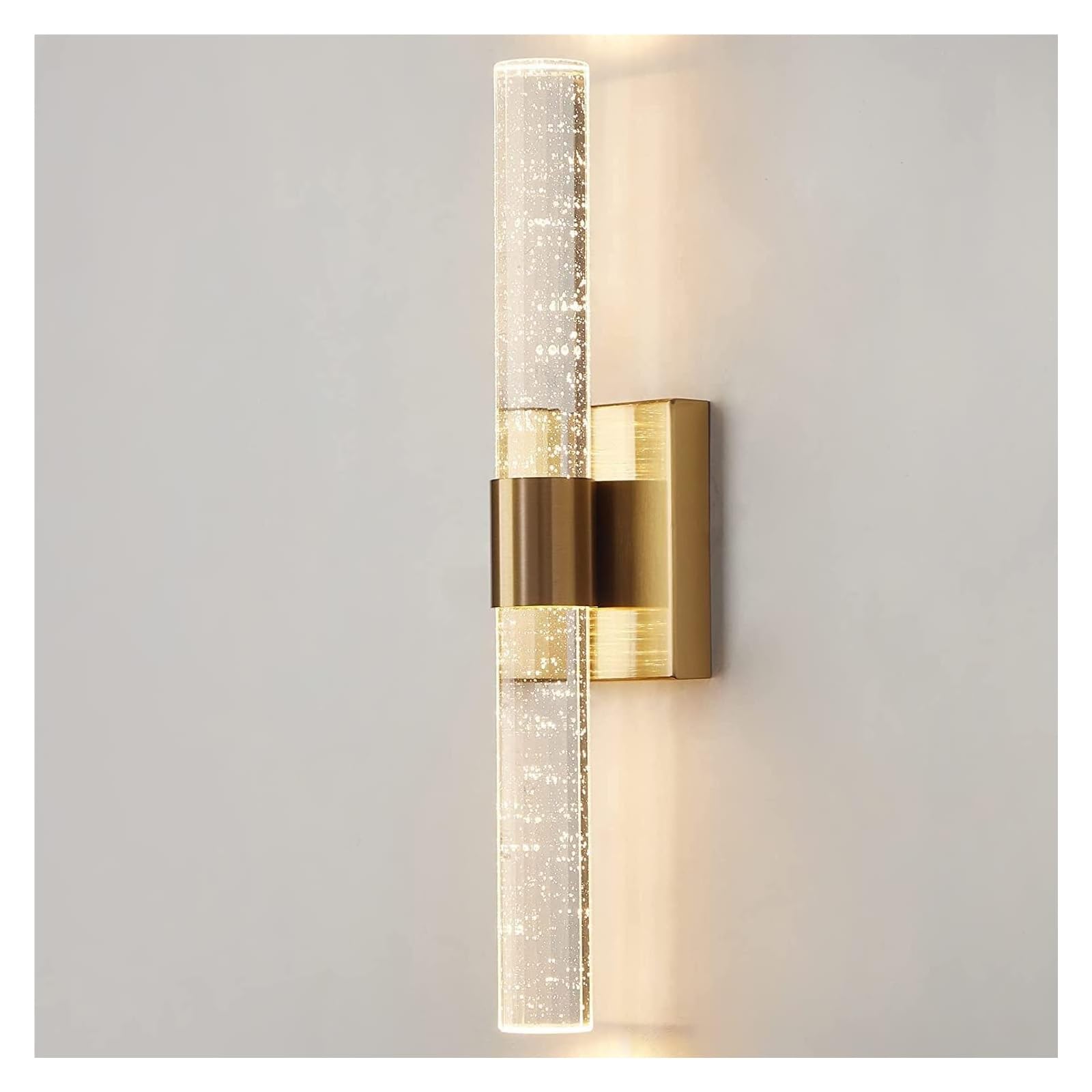HXYSXHJUO Wall Lamp Indoor LED Sconce Light with Bubble Glass, Gold Mounted Crystal Over Bathroom Vanity Lighting 3000K Mirror Fixtures for Living Room, Bedroom,Hallway