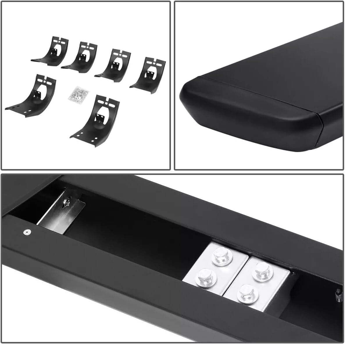 2Pcs Fixed Running Boards Side Steps Foot Protector Bar with Brackets Black Fits for Dodge Ram 2013-2018