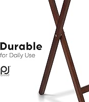 Vista 13 de PJ Wood Mesa rectangular plegable portátil para servir aperitivos, construcción de madera maciza con acabado natural (juego de 4 piezas)