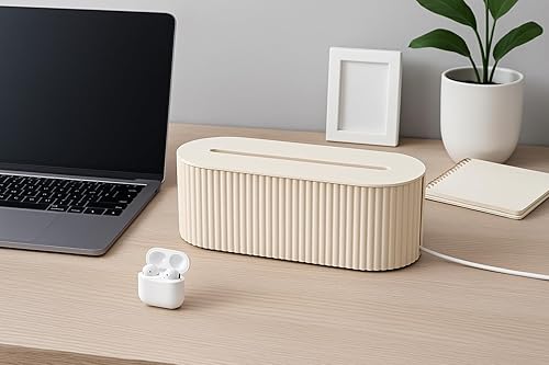 Caja organizadora de cables de 13 x 5.2 x 4.3 pulgadas (beige)