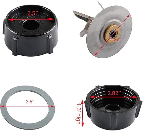 Miniatura 2 de Hoja de licuadora para Oster Osterizer con junta de sello de goma y parte inferior de frasco de licuadora 4902 y piezas de repuesto de 6 puntos