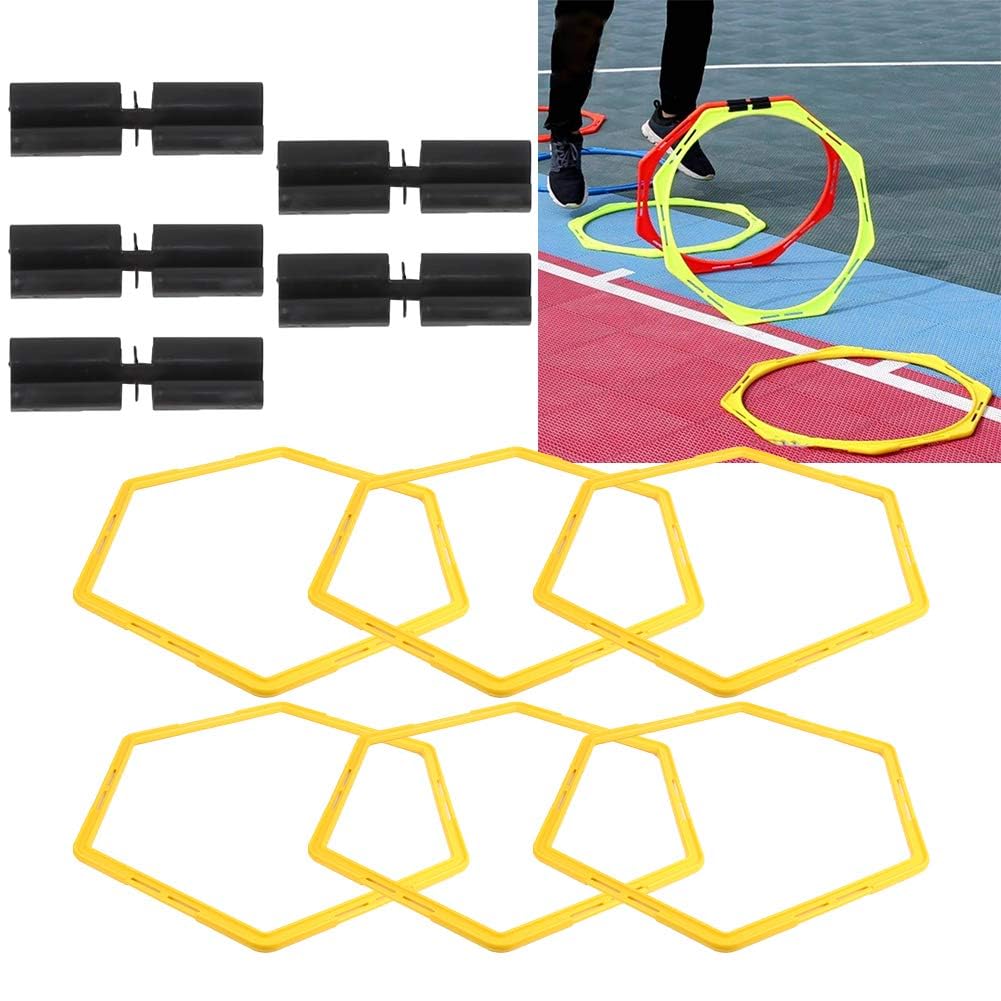 6 Stück Hexagon Agile Circle, Hexagon Agility Ring Trainingskreis Ring Speed ​​Agility Ladder Hexagonal Step Suit Fußballausrüstung Trainingsringe Speed Ringe für Fitnessgeräte Sport Workout Home Gym