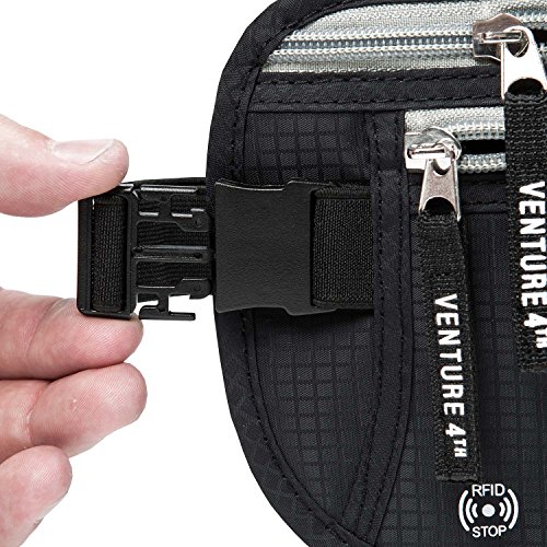 Venture 4Th Slim Minimalist Design Rfid Money Belt With Rfid Blocking Sleeves, For Men And Women – Ideal For Keeping Your Cash, Credit Card, Passport, Phone Secure When Traveling - Black #TOP5