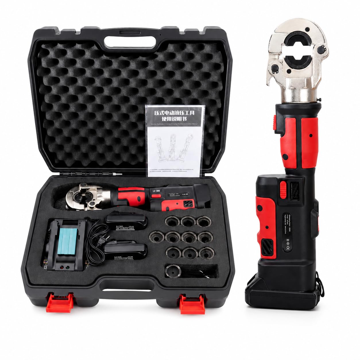 Pinza crimpatrice idraulica elettrica | Pinza crimpatrice da 16 a 300 mm² | Pinza crimpatrice professionale per terminali di filo con set di matrici