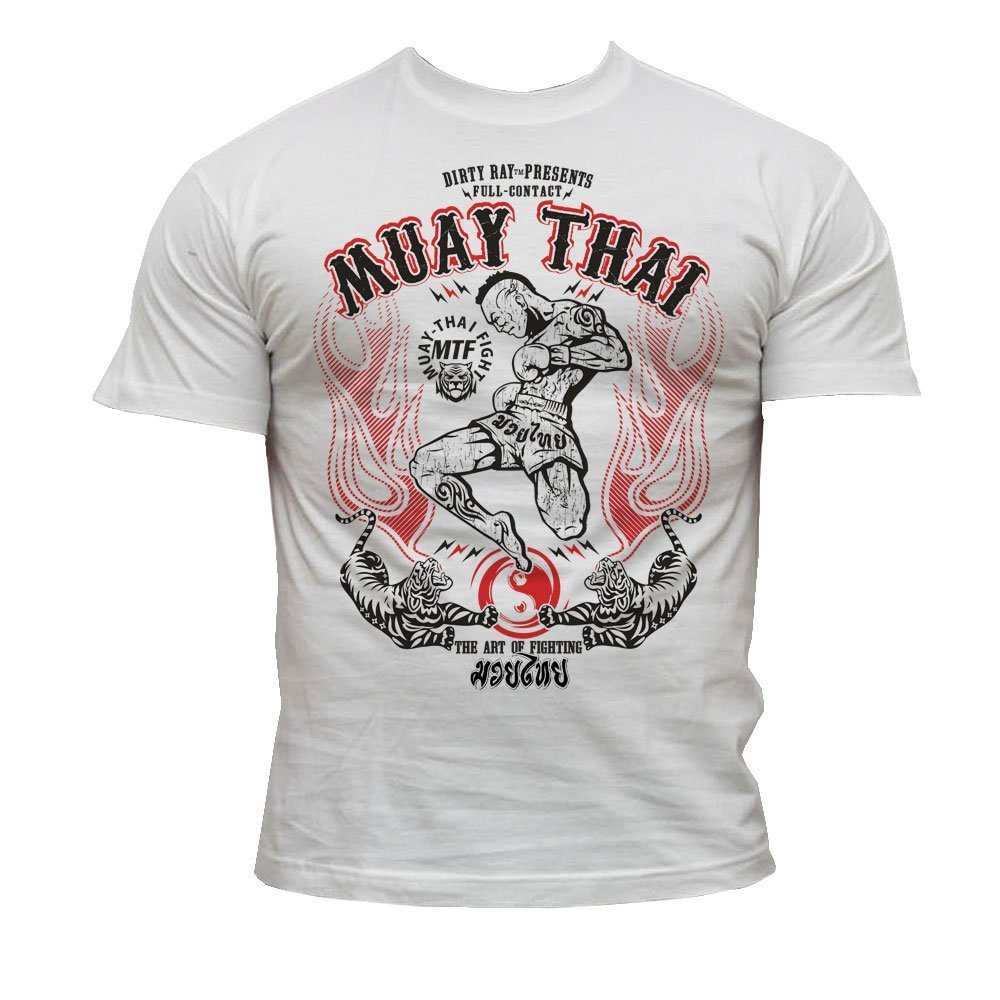 Dirty Ray Men's White Martial Arts Mma Muay Thai Short Sleeve T-Shirt K9 (M)