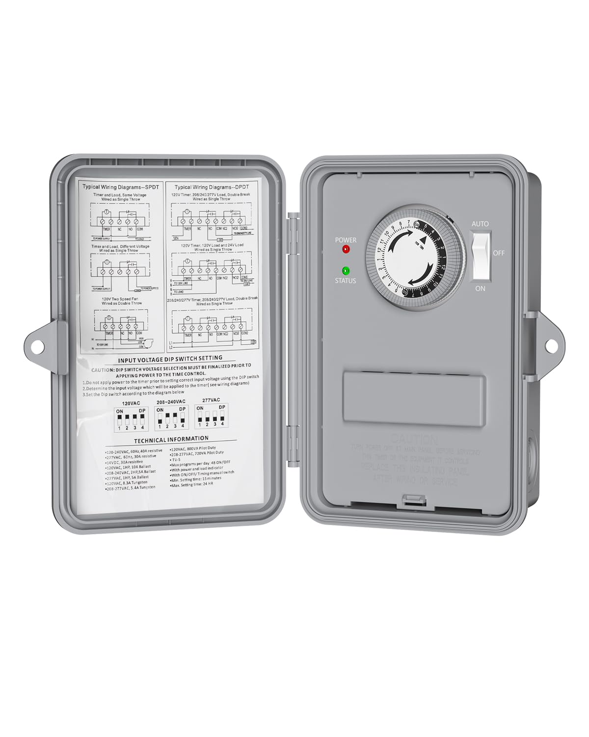 BN-LINK Pool Pump Timer, Outdoor Mechanical Timer Box, Heavy Duty 24 Hour Programmable, 2HP 40A Max, 120, 240, 277 VAC, for Pool Pump, Water Heater, Fans, SPA, ETL Listed