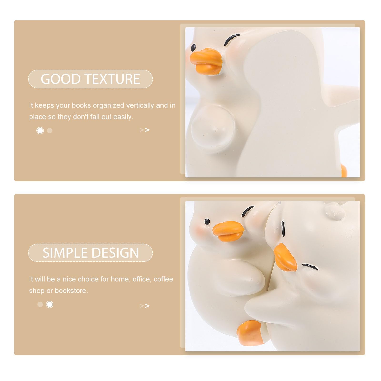 GARVALON Fermalibri da Scrivania in Resina Bianca a Forma di Anatra Adorabile, per Decorare Ufficio e Caffetteria in Modo Simpatico e Funzionale