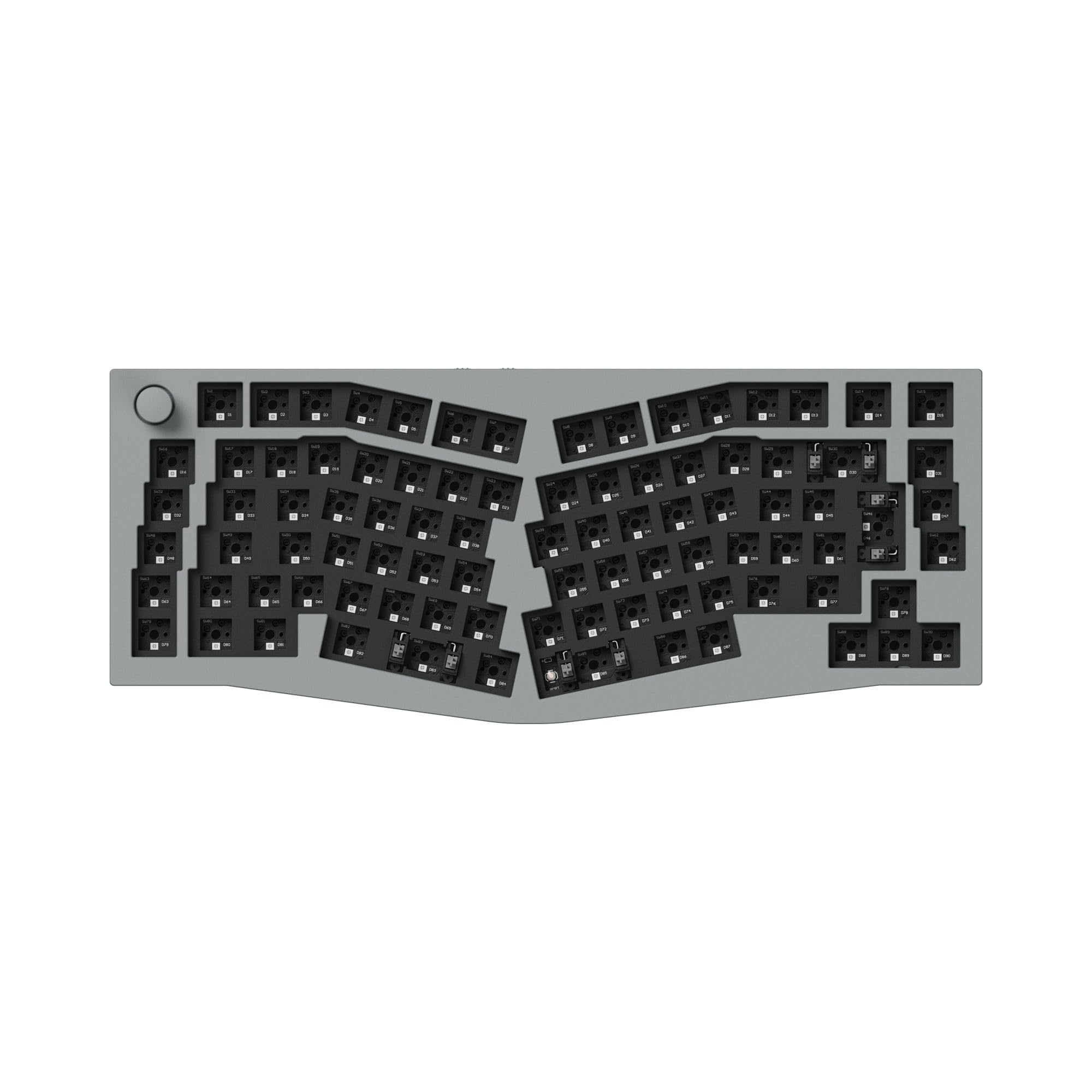 Keychron Q10 Pro Kit de Teclado Mecánico Alice 75% ISO, Cuerpo de Aluminio CNC, Programable QMK, RGB, Bluetooth 5.1, Kit de Juegos Barebone, para Interruptores de 3/5 Pines, Mac y Windows - Gris