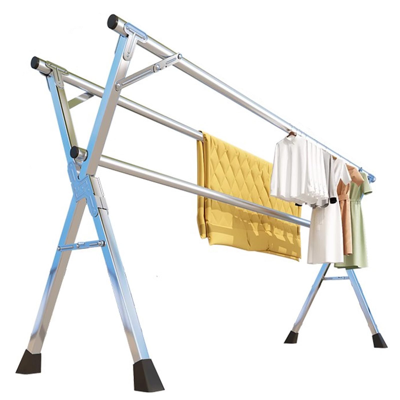 Séchoir à linge d'intérieur pliable 240 cm en acier inoxydable robuste avec roulettes