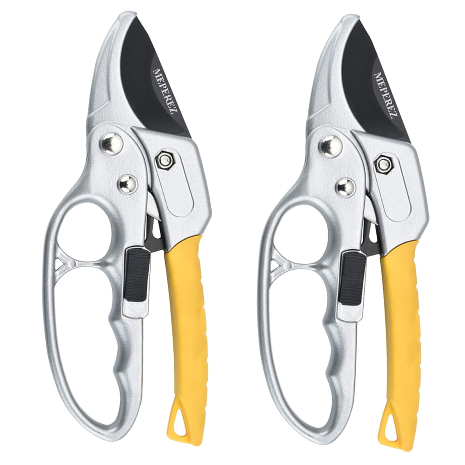 Ultra Sharp Germany Steel Pruning Shears - Cuts 3X Easier, Weak Hand Arthritis Snips, Rust-Resistant, Effortlessly 1-Inch Cut Capacity Garden Scissors, Ergonomic Handle (2 pack-yellow)