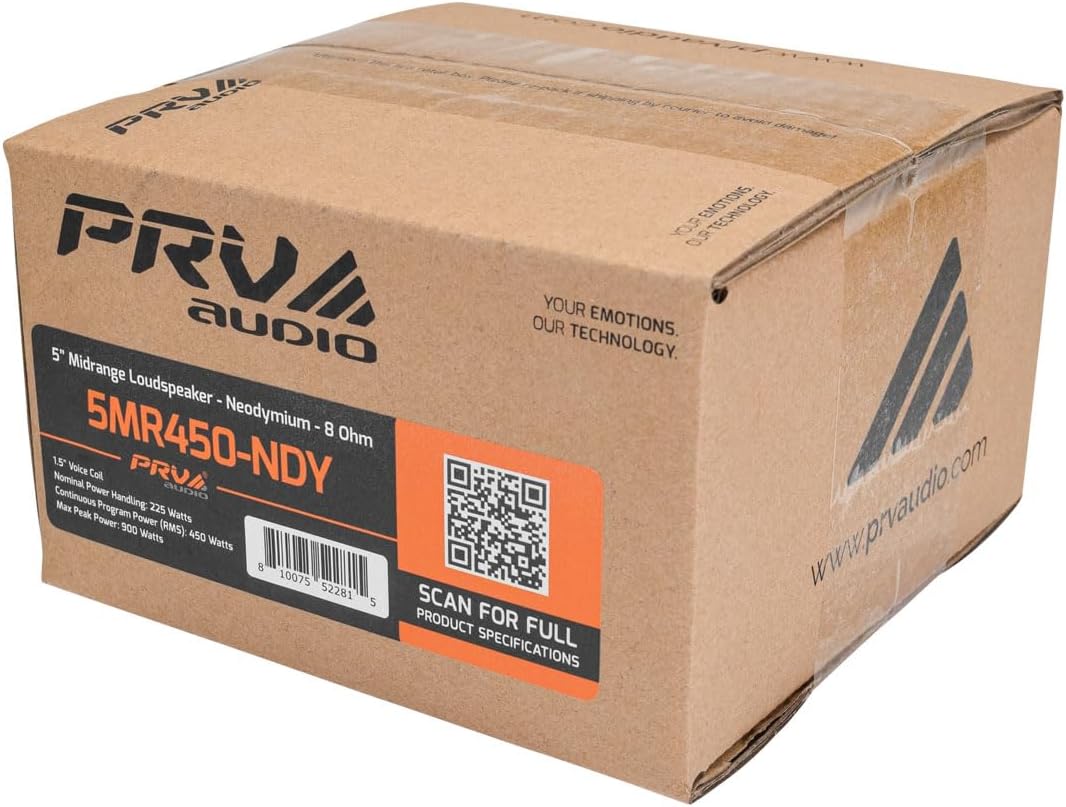 PRV AUDIO 5MR450-NDY 5 Inch Midrange Loudspeaker, 8 Ohm, 450 Watts, Pro Audio Mid-Range Woofer (Single)