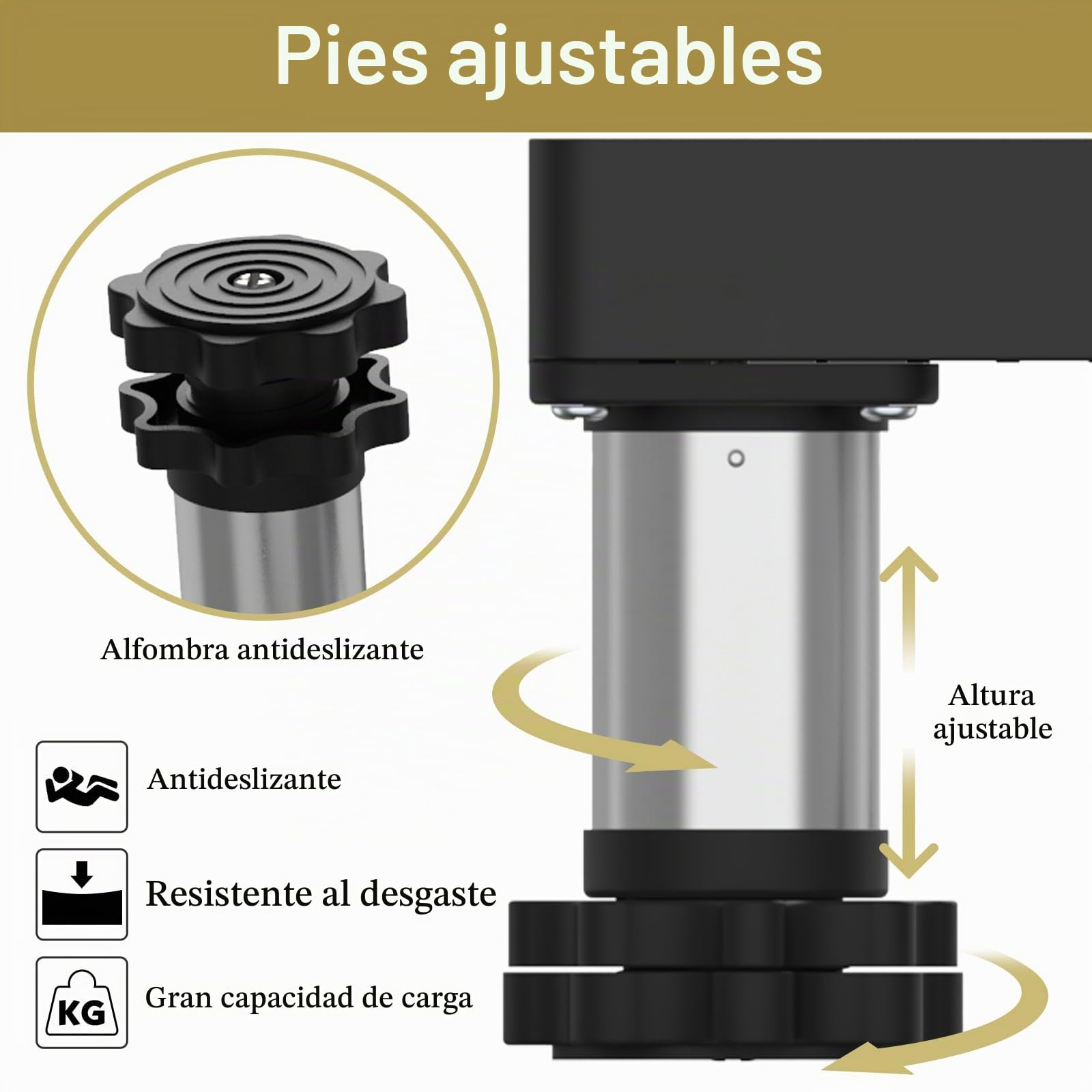 DEWEL Soporte Lavadora Ajustable para Lavadoras, Frigoríficos y Secadoras | con Cuatro Pies de Acero Inoxidable, Ancho Regulable 45-65cm, Altura 13-17cm, Carga Máxima 200 kg, Negro