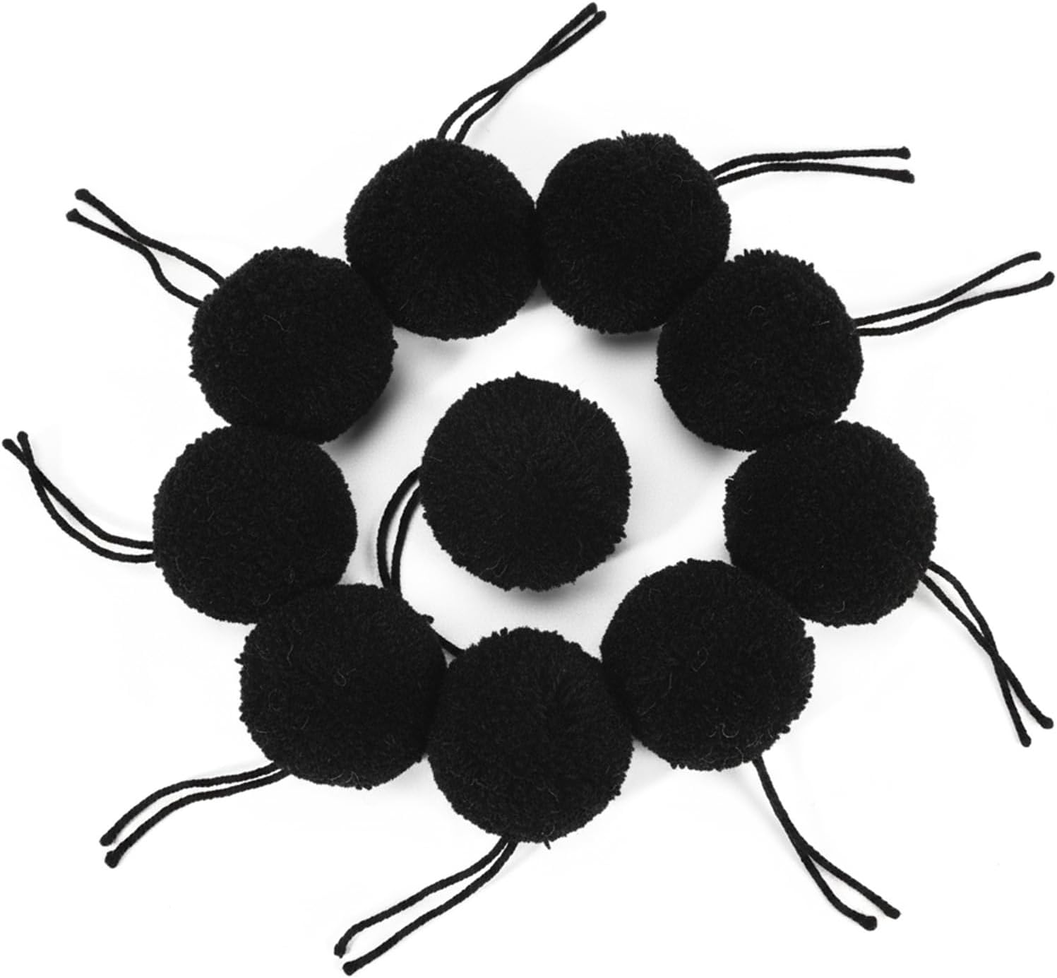 12Pcs Yarn Pom Poms for Hats, 2.75 in Detachable Art and Craft Fuzzy Pom Poms, Removable Crochet Crafts Accessories for Shoes Scarves Gloves Bags Keychains Decor Accessories(Black)