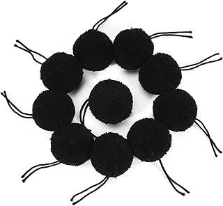 12Pcs Yarn Pom Poms for Hats, 2.75 in Detachable Art and Craft Fuzzy Pom Poms, Removable Crochet Crafts Accessories for Shoes Scarves Gloves Bags Keychains Decor Accessories(Black)
