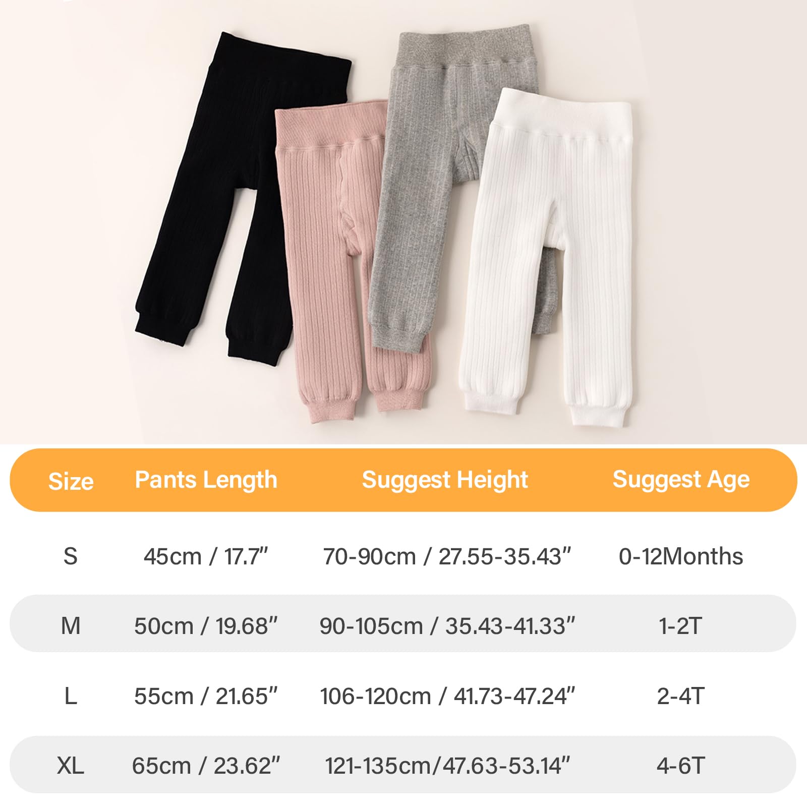 Leggings foderati in pile per bambine, invernali, caldi, in velluto, a maglia, termici, 1-6 anni