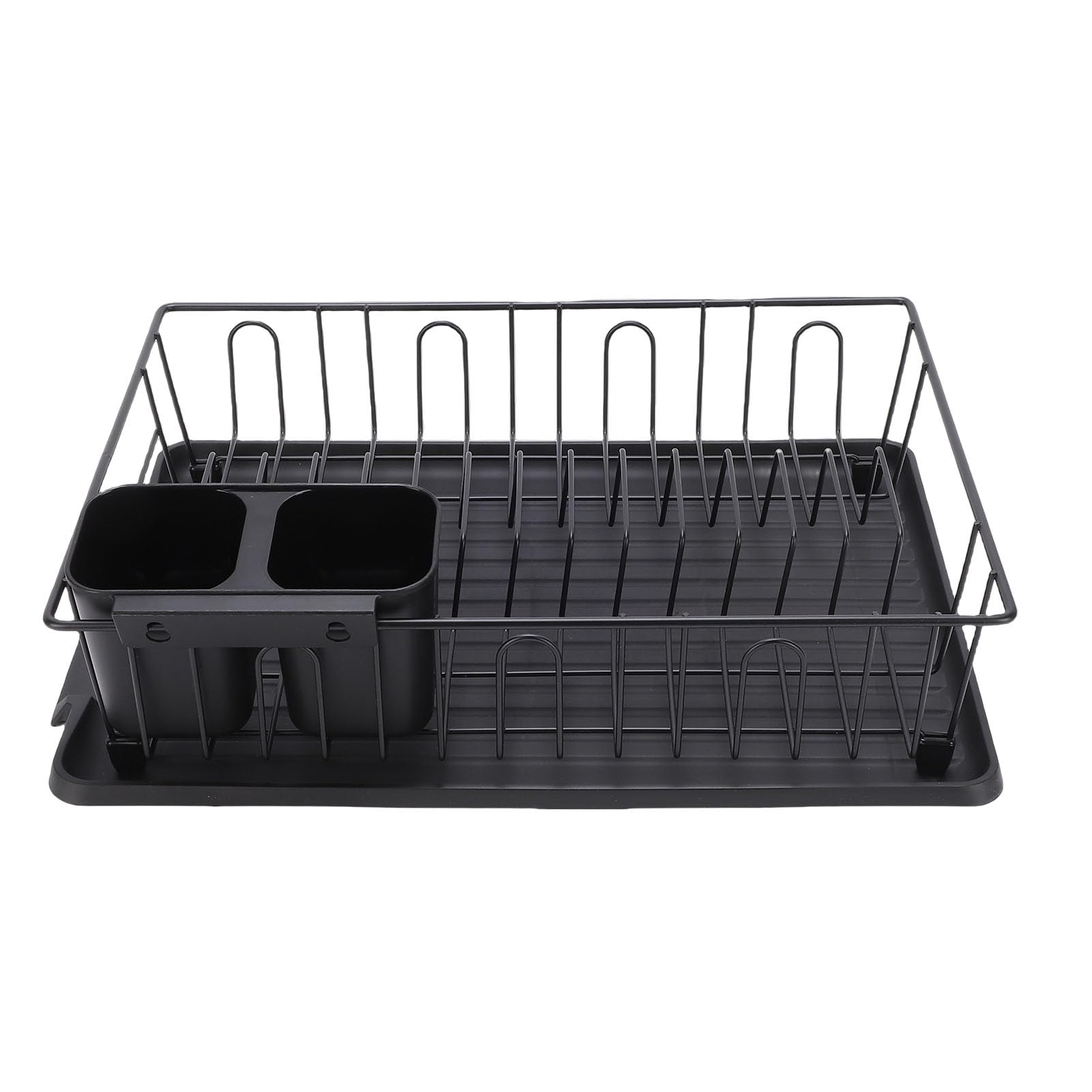 Cocoarm Geschirrtrockner, Abtropfgestell aus Eisendraht mit Abtropffläche aus ABS, 43 X 31 X 10 cm, Platzsparender Utensilienhalter für Teller, Schüsseln, Tassen auf der Küchentheke (Black)